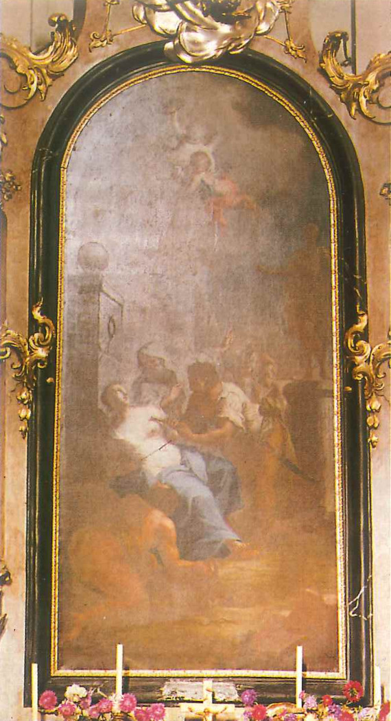 Das Martyrium der Hl. Agatha auf dem Bild des linken Seitenaltars.