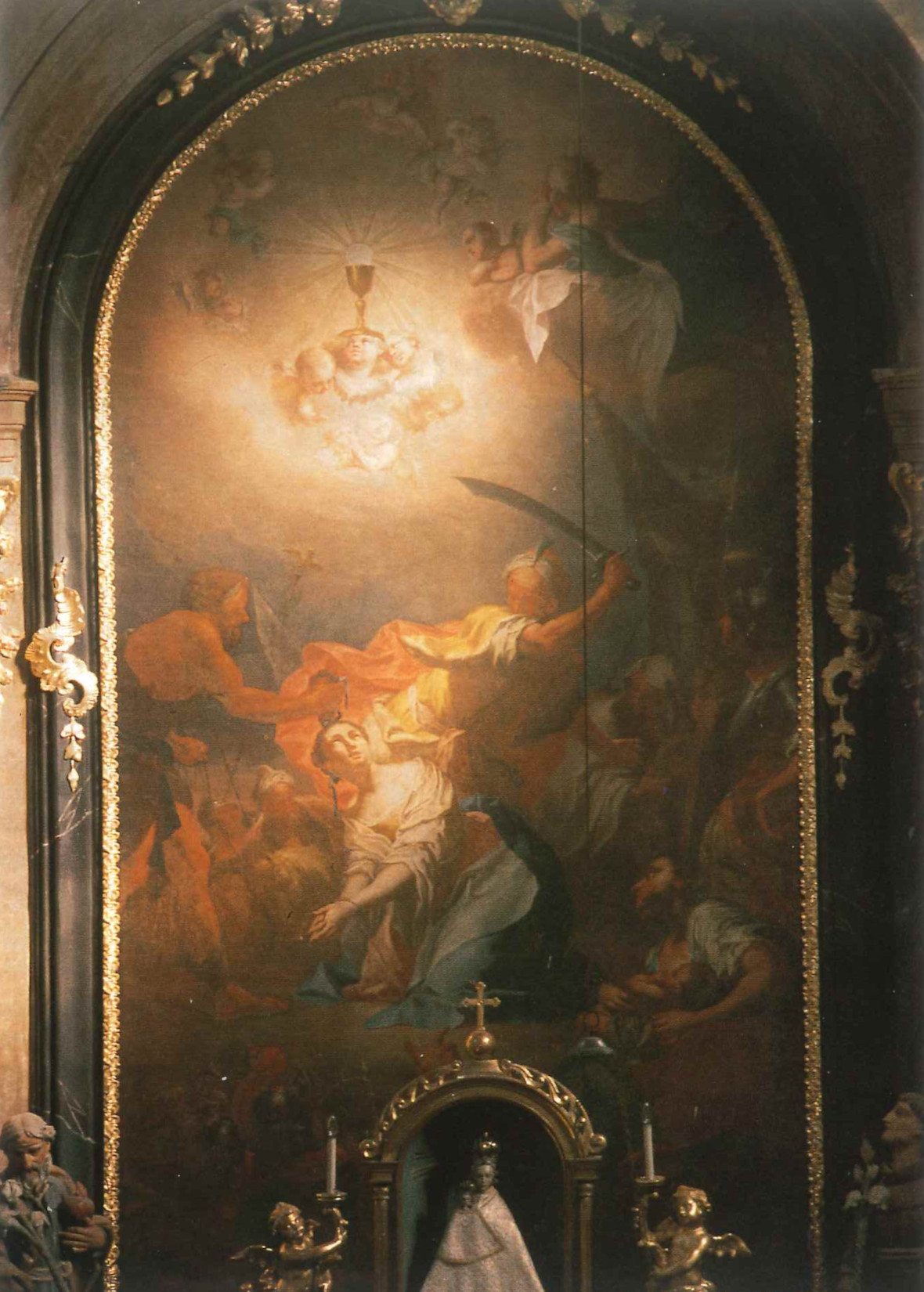 Das Martyrium der Hl. Barbara auf dem Bild hinter dem Hochaltar.